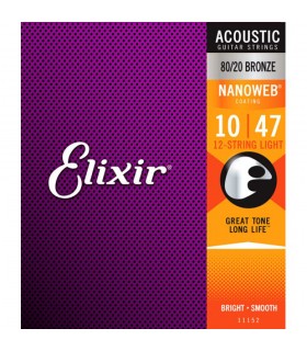 Juego de cuerdas Guitarra Acústica Elixir Nanoweb 10 - 47